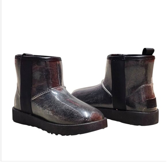 Transparent Waterproof Ankle Boots With Non-Slip Soles Sleek Black Finish Durabl - Picture 12 of 13